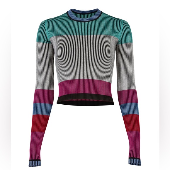 Diane von Furstenberg Ribbed Colorblock Top - Picture 4 of 13